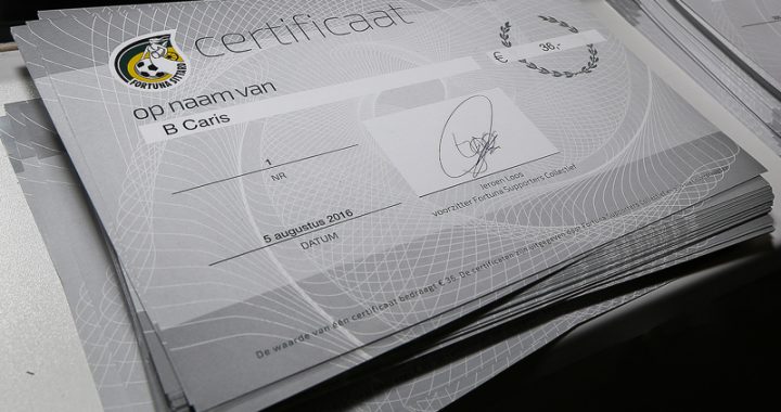 Certificaten nu af te halen bij receptie stadion